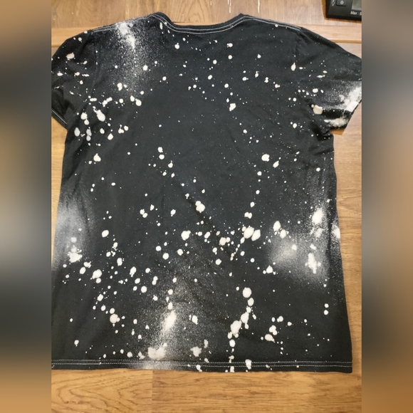 2017 KISS Mens MEDIUM Short Sleeve Black and White Shirt Acid Wash Tie Dye Retro - Picture 5 of 5